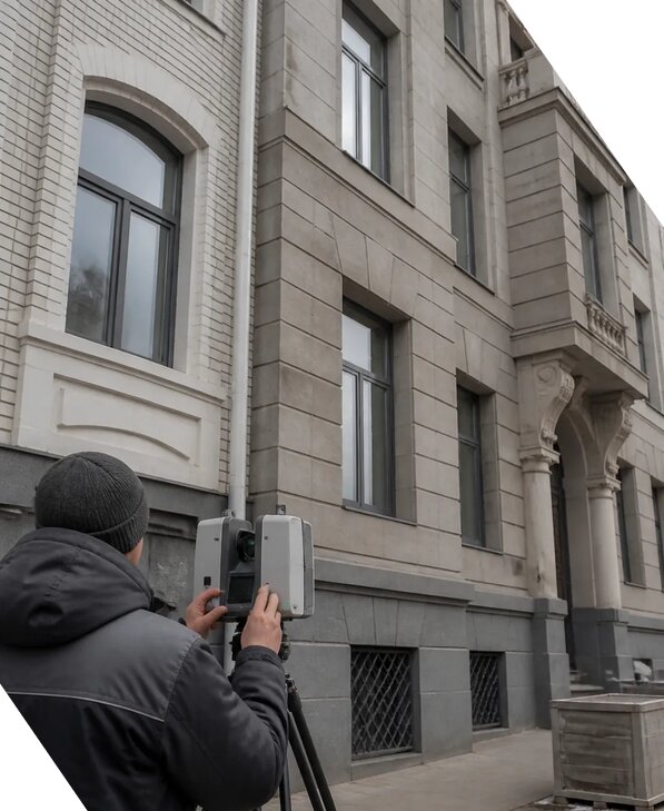 Лазерное сканирование фасадов зданий для обследования в Советской Гавани